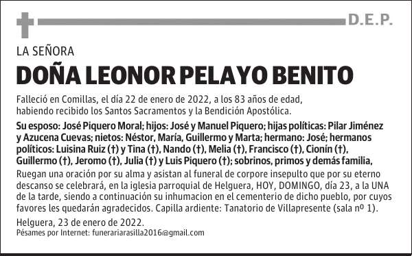 DOÑA LEONOR PELAYO BENITO