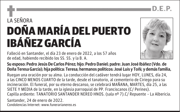 DOÑA MARÍA DEL PUERTO IBÁÑEZ GARCÍA