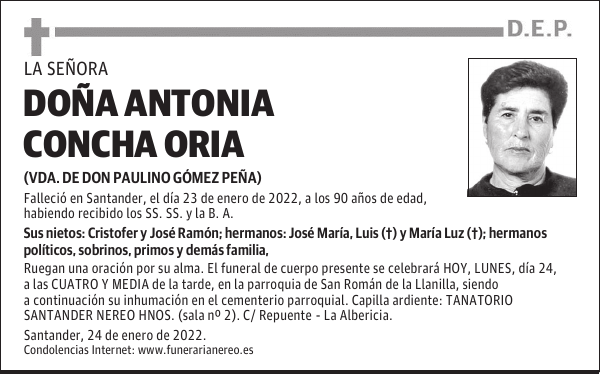 DOÑA ANTONIA CONCHA ORIA
