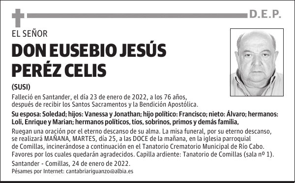DON EUSEBIO JESÚS PERÉZ CELIS