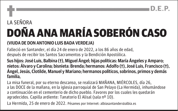 DOÑA ANA MARÍA SOBERÓN CASO