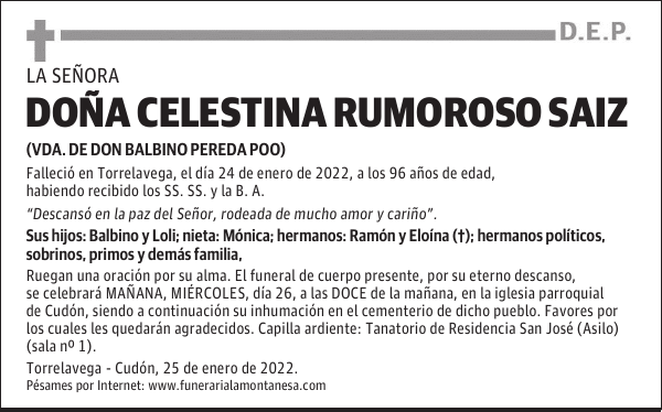 DOÑA CELESTINA RUMOROSO SAIZ