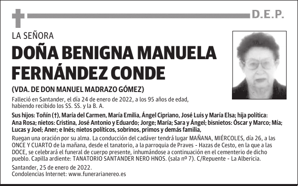 DOÑA BENIGNA MANUELA FERNÁNDEZ CONDE