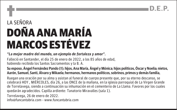 DOÑA ANA MARÍA MARCOS ESTÉVEZ