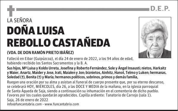 DOÑA LUISA REBOLLO CASTAÑEDA