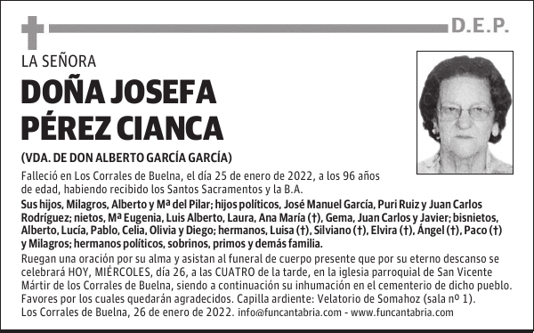 DOÑA JOSEFA PÉREZ CIANCA