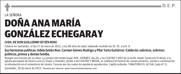DOÑA ANA MARÍA GONZÁLEZ ECHEGARAY