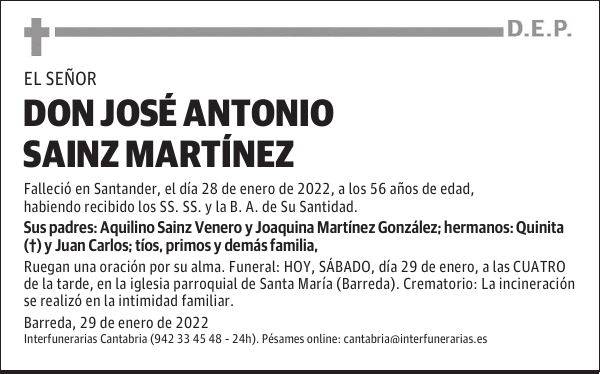 DON JOSÉ ANTONIO SAINZ MARTÍNEZ