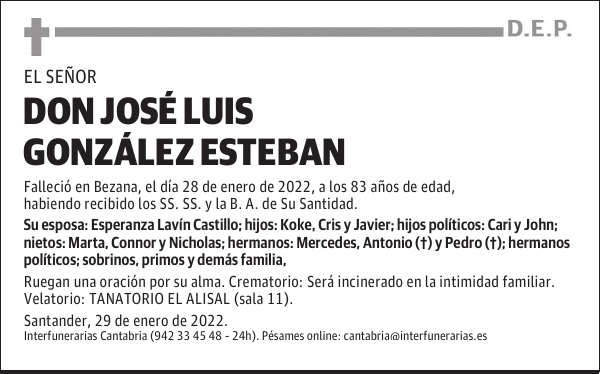 DON JOSÉ LUIS GONZÁLEZ ESTEBAN