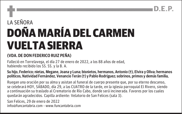 DOÑA MARÍA DEL CARMEN VUELTA SIERRA