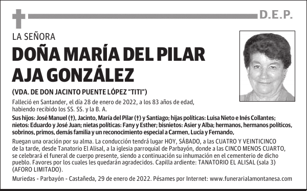 DOÑA MARÍA DEL PILAR AJA GONZÁLEZ