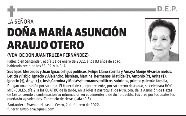 DOÑA MARÍA ASUNCIÓN ARAUJO OTERO