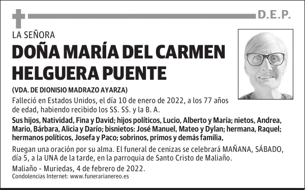 DOÑA MARÍA DEL CARMEN HELGUERA PUENTE