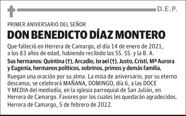 DON BENEDICTO DÍAZ MONTERO