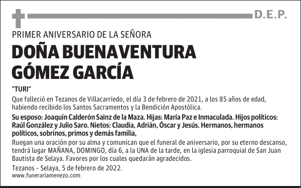 DOÑA BUENAVENTURA GÓMEZ GARCÍA