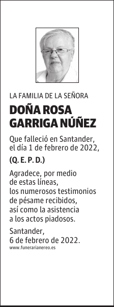DOÑA ROSA GARRIGA NÚÑEZ