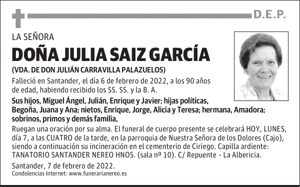 DOÑA JULIA SAIZ GARCÍA