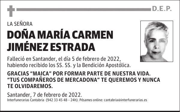 DOÑA MARÍA CARMEN JIMÉNEZ ESTRADA
