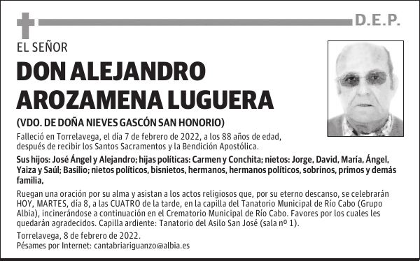 DON ALEJANDRO AROZAMENA LUGUERA