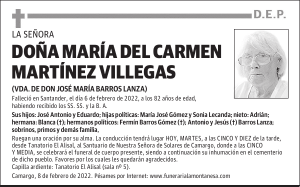 DOÑA MARÍA DEL CARMEN MARTÍNEZ VILLEGAS