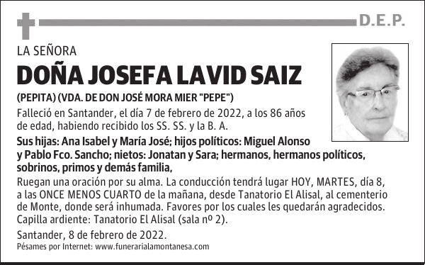 DOÑA JOSEFA LAVID SAIZ