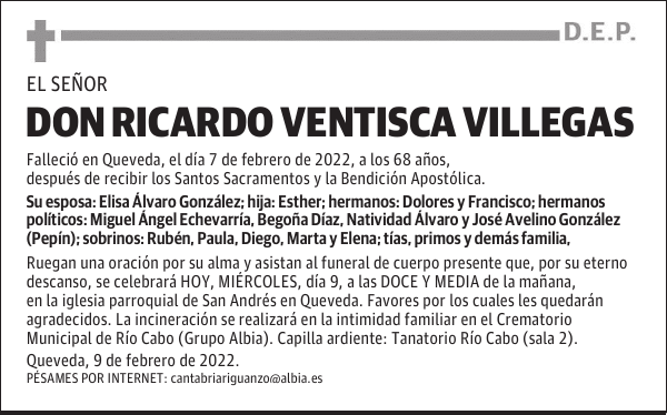 DON RICARDO VENTISCA VILLEGAS