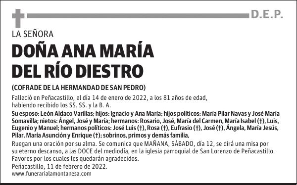 DOÑA ANA MARÍA DEL RÍO DIESTRO