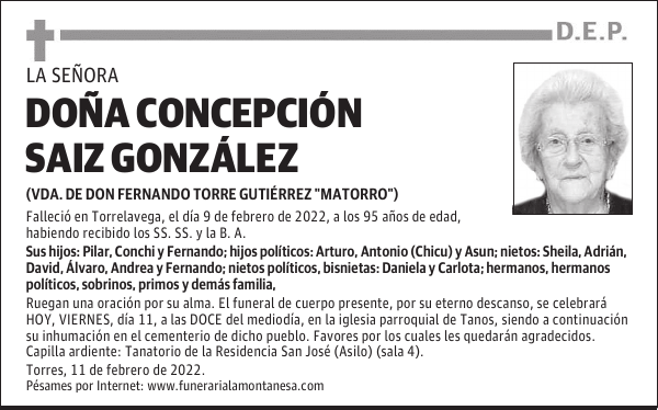 DOÑA CONCEPCIÓN SAIZ GONZÁLEZ