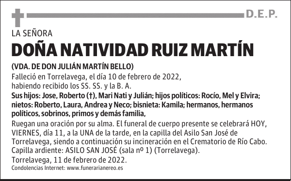 DOÑA NATIVIDAD RUIZ MARTÍN