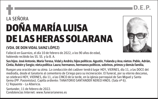 DOÑA MARÍA LUISA DE LAS HERAS SOLARANA