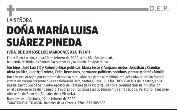 DOÑA MARÍA LUISA SUÁREZ PINEDA