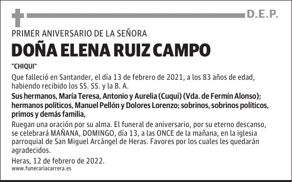 DOÑA ELENA RUIZ CAMPO