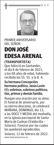 DON JOSÉ EDESA ARENAL