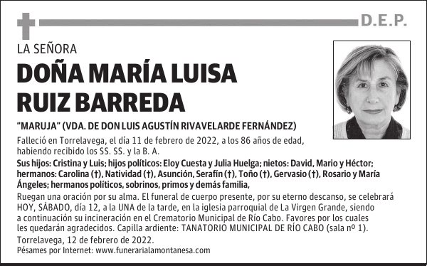 DOÑA MARÍA LUISA RUIZ BARREDA