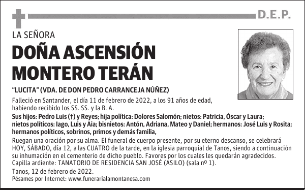 DOÑA ASCENSIÓN MONTERO TERÁN