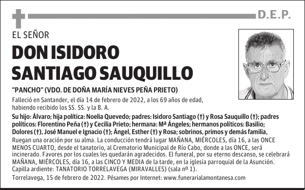 DON ISIDORO SANTIAGO SAUQUILLO