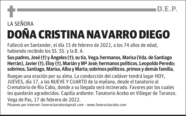 DOÑA CRISTINA NAVARRO DIEGO