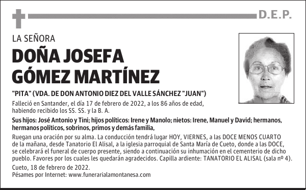 DOÑA JOSEFA GÓMEZ MARTÍNEZ