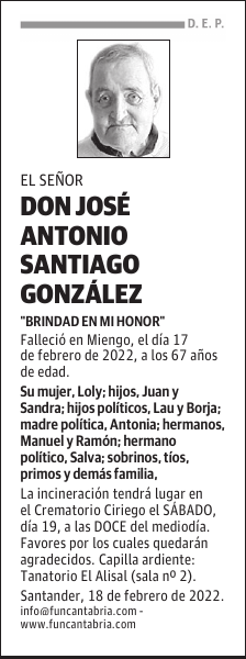 DON JOSÉ ANTONIO SANTIAGO GONZÁLEZ