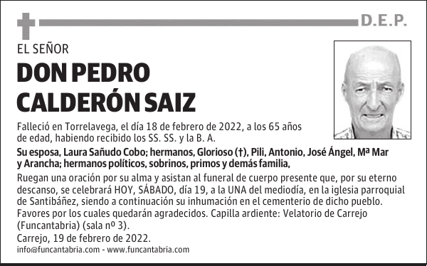 DON PEDRO CALDERÓN SAIZ