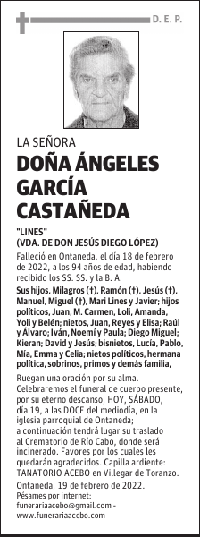 DOÑA ÁNGELES GARCÍA CASTAÑEDA