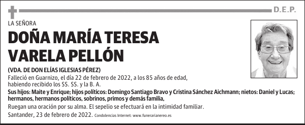 DOÑA MARÍA TERESA VARELA PELLÓN