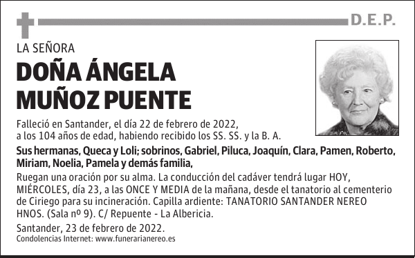 DOÑA ÁNGELA MUÑOZ PUENTE