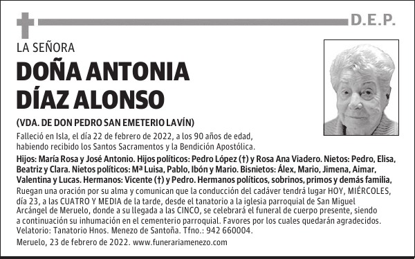 DOÑA ANTONIA DÍAZ ALONSO