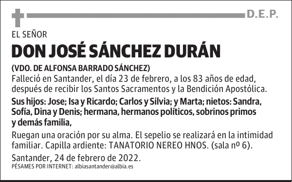 DON JOSÉ SÁNCHEZ DURÁN