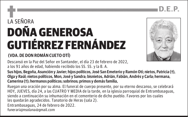 DOÑA GENEROSA GUTIÉRREZ FERNÁNDEZ