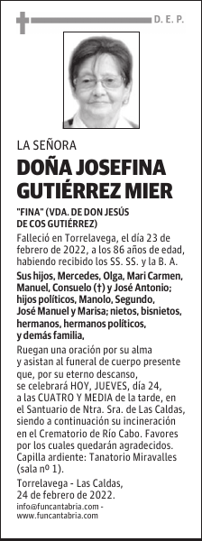 DOÑA JOSEFINA GUTIÉRREZ MIER