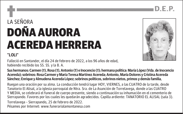 DOÑA AURORA ACEREDA HERRERA