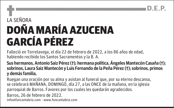 DOÑA MARÍA AZUCENA GARCÍA PÉREZ