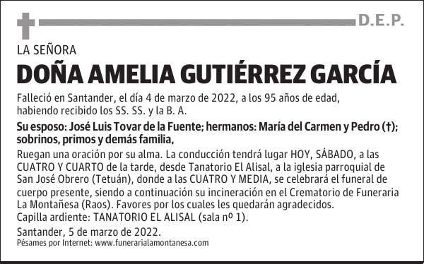 DOÑA AMELIA GUTIÉRREZ GARCÍA